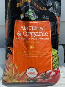 Bag of organic potting soil